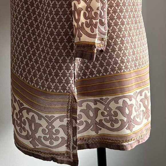 Gretchen Scott Cocoa-Ivory Embroidered Silk-Blend Tunic, Border-Print – US S - Picture 8 of 11